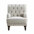 Pemberly Row Button-Tufted Textured Accent Chair with Nailhead Trim in Beige