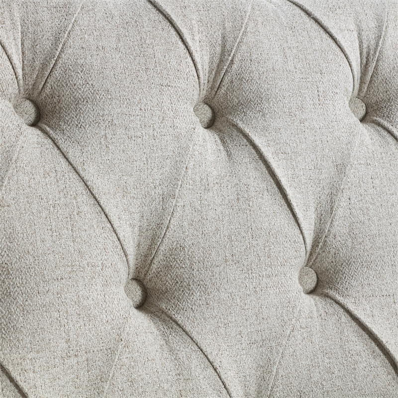 Pemberly Row Button-Tufted Textured Accent Chair with Nailhead Trim in Beige