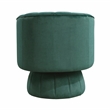 Pemberly Row Velvet Swivel Barrel Accent Chair with Channel Stitching in Green