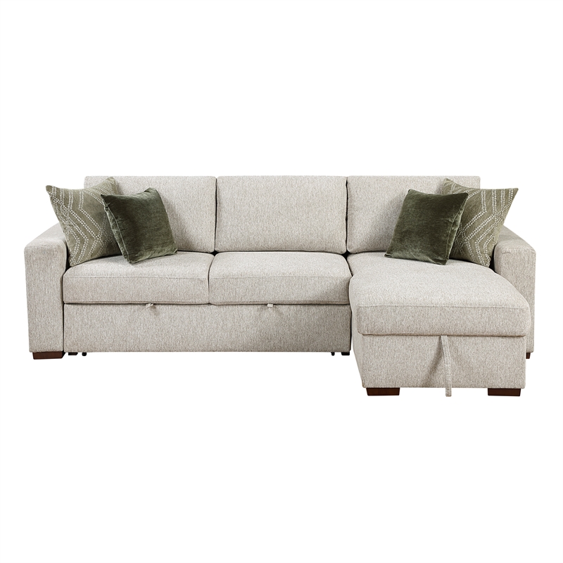 Pemberly Row 2-Pc Sectional Sleeper with Reversible Chaise in Sage Sand