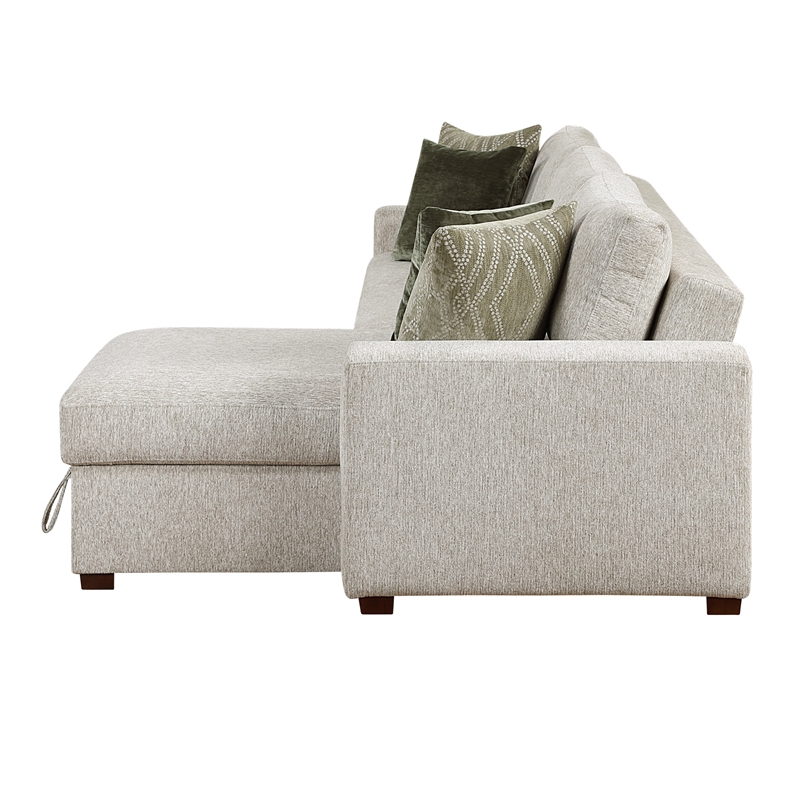 Pemberly Row 2-Pc Sectional Sleeper with Reversible Chaise in Sage Sand