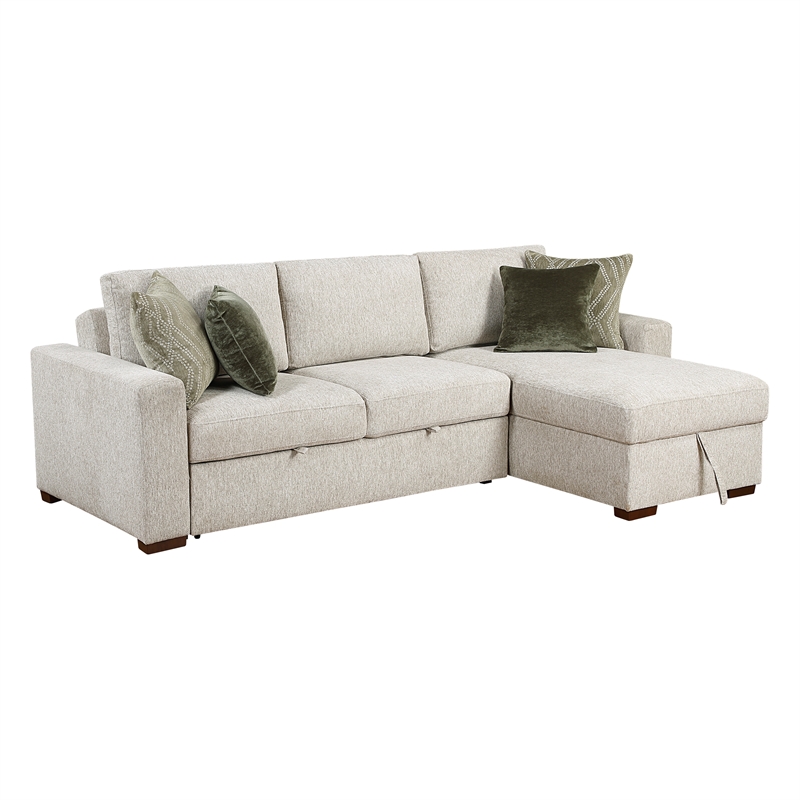 Pemberly Row 2-Pc Sectional Sleeper with Reversible Chaise in Sage Sand