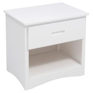 Pemberly Row 1-Drawer Transitional Wood Nightstand with Storage Cubby in White