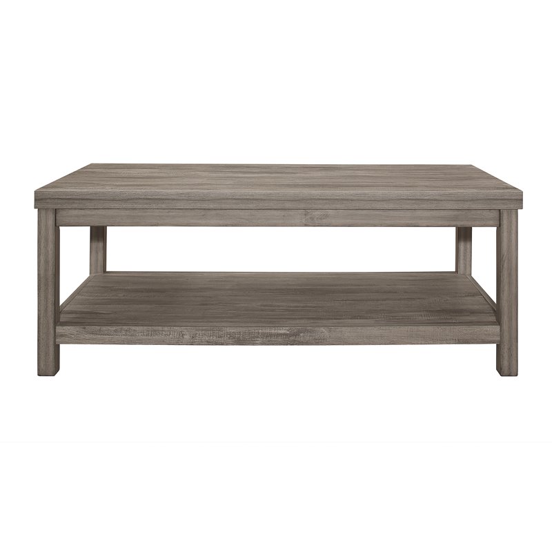 Pemberly Row 3-Piece Transitional Wood Occasional Table Set in Weathered Gray