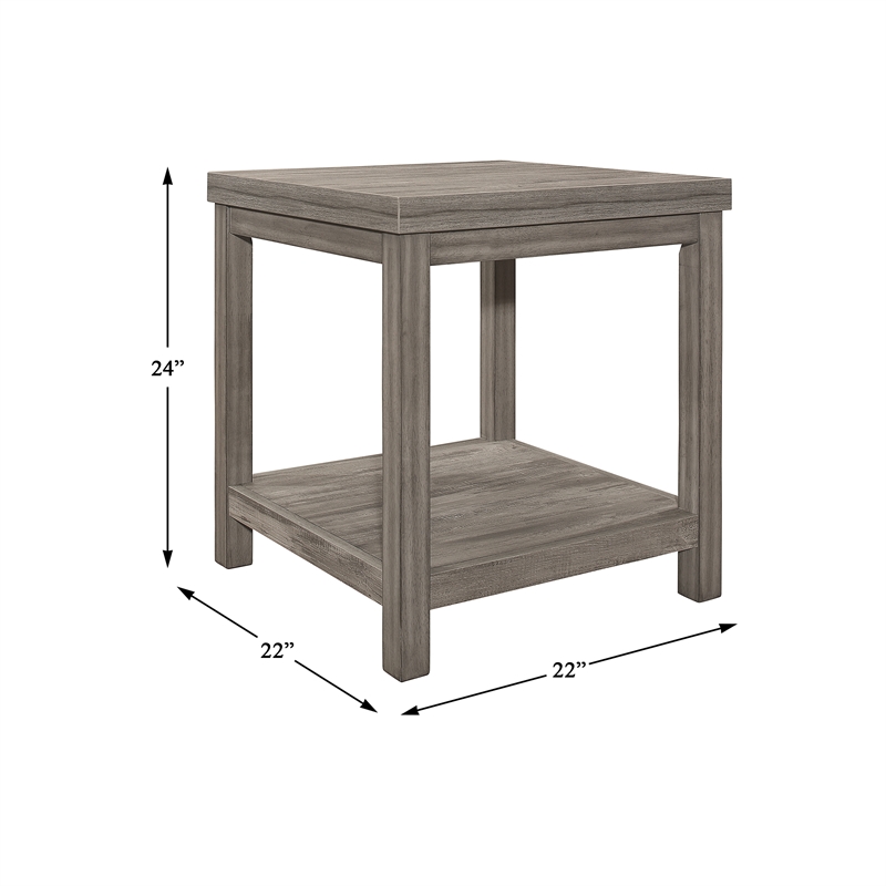 Pemberly Row 3-Piece Transitional Wood Occasional Table Set in Weathered Gray