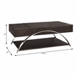 Pemberly Row Metal and Wood Lift Top Coffee Table with Storage in Espresso