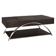 Pemberly Row Metal and Wood Lift Top Coffee Table with Storage in Espresso