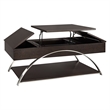 Pemberly Row Metal and Wood Lift Top Coffee Table with Storage in Espresso