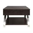 Pemberly Row Metal and Wood Lift Top Coffee Table with Storage in Espresso
