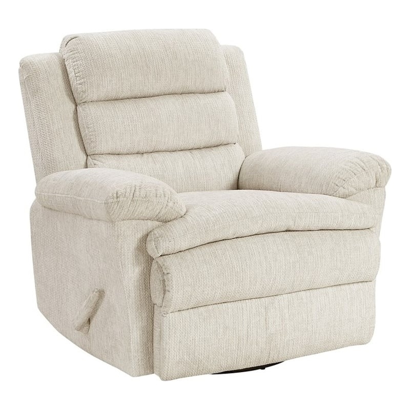 Pemberly Row Microfiber Swivel Glider Recliner with 300 lb Capacity in Beige