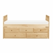 Pemberly Row Wood and MDF Twin Trundle Bed with 2 Drawers in Natural Pine