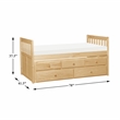 Pemberly Row Wood and MDF Twin Trundle Bed with 2 Drawers in Natural Pine
