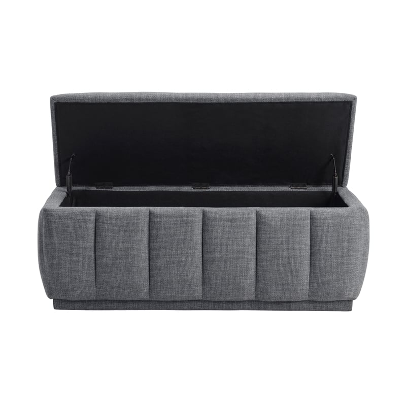 Pemberly Row Lift Top Storage Bench with 300 lb Capacity in Gray