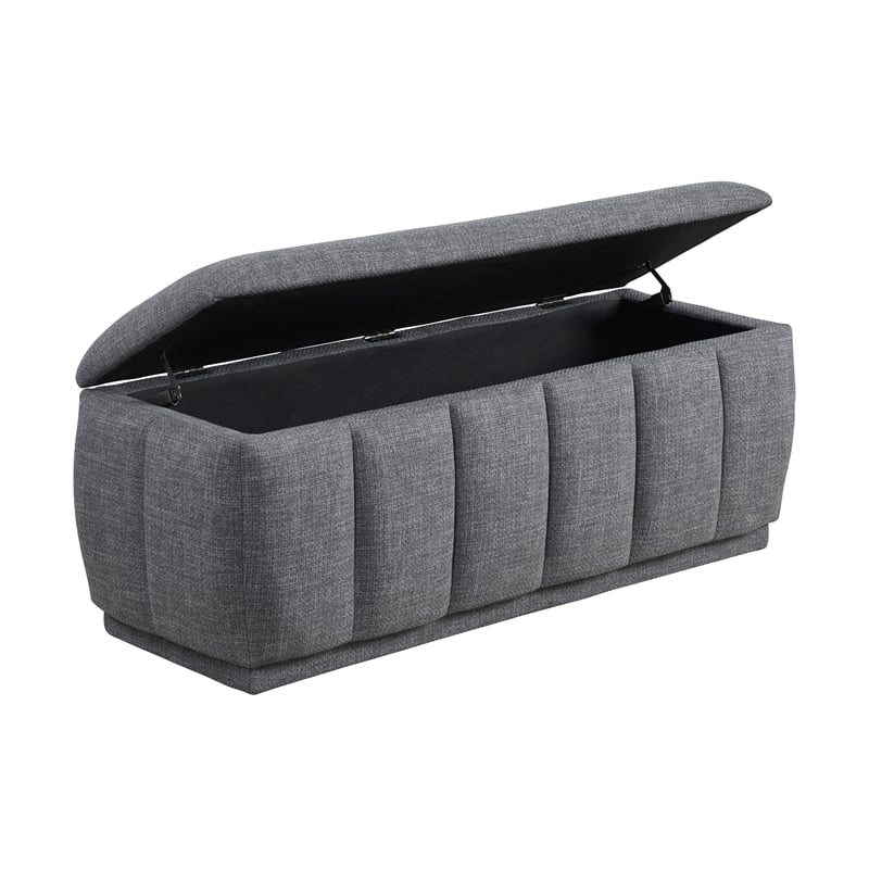 Pemberly Row Lift Top Storage Bench with 300 lb Capacity in Gray