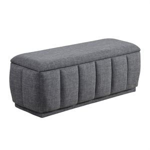 Pemberly Row Lift Top Storage Bench with 300 lb Capacity in Gray