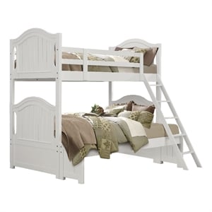 Pemberly Row Contemporary Wood and MDF Twin Over Full Bunk Bed in White