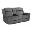Pemberly Row Microfiber Power Reclining Loveseat with Console in Charcoal