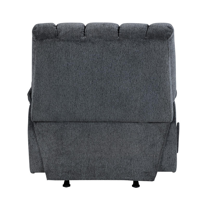 Pemberly Row Chenille Rocker Recliner with Pull Handle in Gray