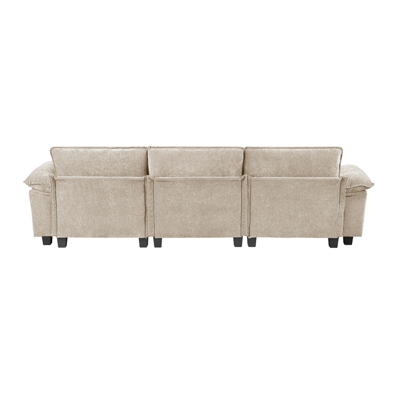 Pemberly Row Chenille Sofa with Reversible Cushions in Taupe