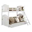 Pemberly Row Wood and MDF Twin Over Twin Bunk Bed with Trundle in White