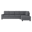 Pemberly Row Microfiber Reversible Sectional with Drop-Down Table in Dark Gray