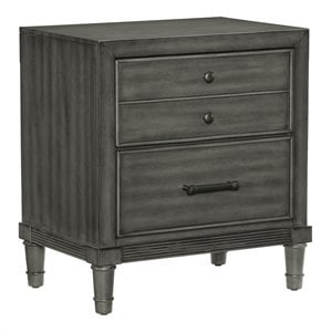 Pemberly Row 26.5&quot 2-Drawer Wood Nightstand with Ball Bearing Glides in Gray