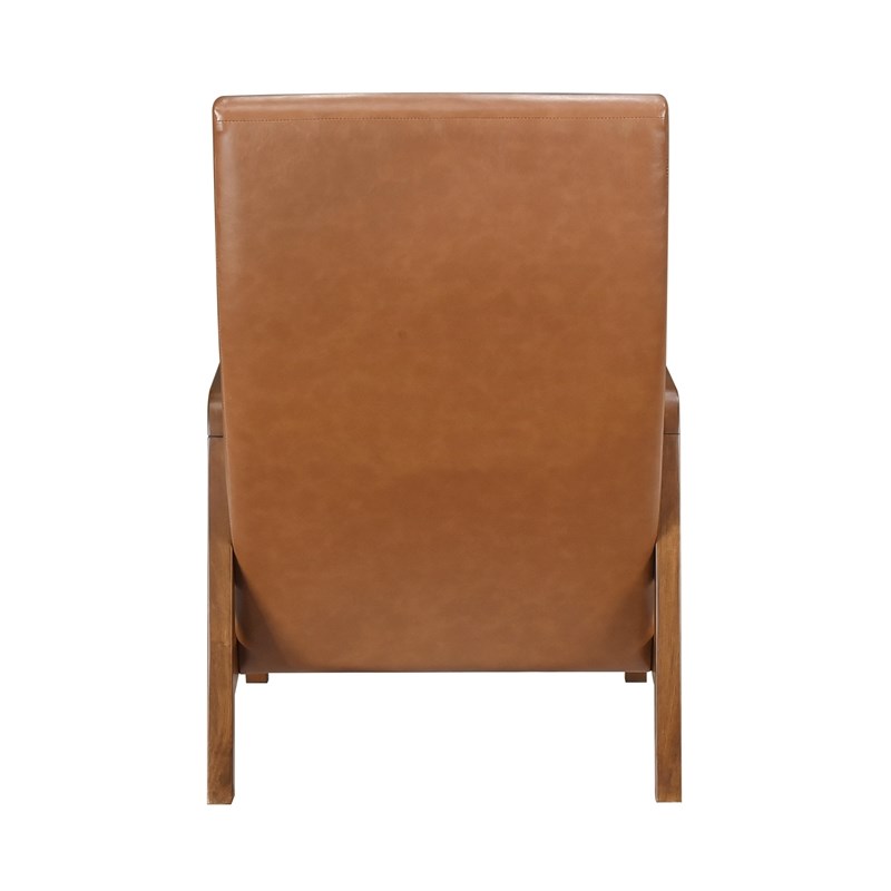 Pemberly Row Faux Leather High Back Accent Chair in Matte Brown