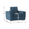 Pemberly Row Microfiber Accent Chair with Pull-Out Ottoman in Blue