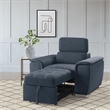 Pemberly Row Microfiber Accent Chair with Pull-Out Ottoman in Blue
