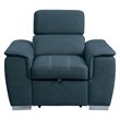 Pemberly Row Microfiber Accent Chair with Pull-Out Ottoman in Blue