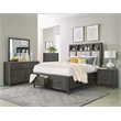 Pemberly Row Queen Platform Bed with LED Headboard and USB Ports in Gray
