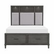 Pemberly Row Queen Platform Bed with LED Headboard and USB Ports in Gray