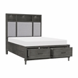 Pemberly Row Queen Platform Bed with LED Headboard and USB Ports in Gray