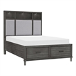 Pemberly Row Queen Platform Bed with LED Headboard and USB Ports in Gray