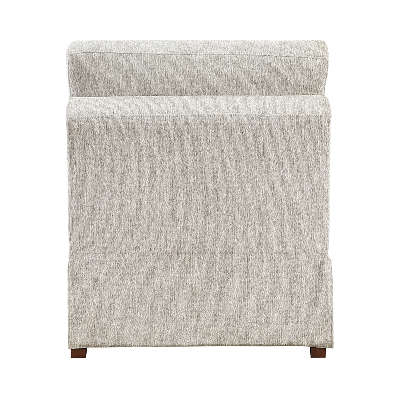 Pemberly Row Microfiber Armless Chair with Pocket Coil Support in Sage Sand