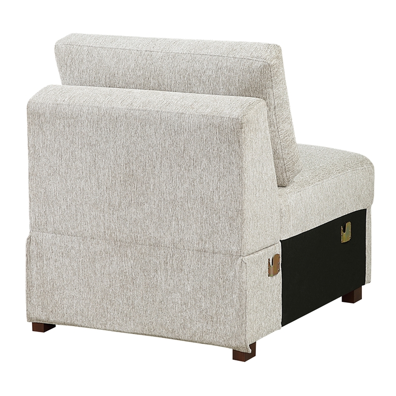 Pemberly Row Microfiber Armless Chair with Pocket Coil Support in Sage Sand