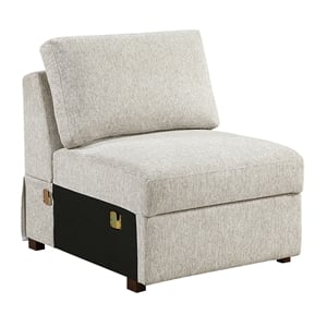 Pemberly Row Microfiber Armless Chair with Pocket Coil Support in Sage Sand