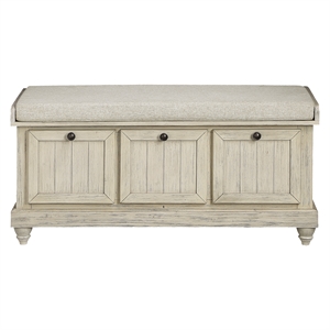 Pemberly Row Lift-Top Storage Bench with Cushioned Seat in Antique White