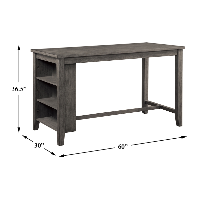 Pemberly Row 5-Pc Counter Height Dining Set with Built-In Shelves in Gray