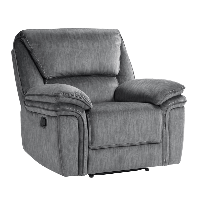 Pemberly Row Gray Microfiber 3-Piece Reclining Sofa Loveseat and Chair Set