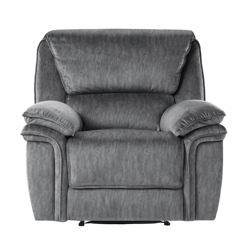 Pemberly Row Gray Microfiber 3-Piece Reclining Sofa Loveseat and Chair Set