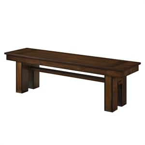 Pemberly Row 58&quot Solid Wood Dining Bench with Cut-Away Legs in Walnut