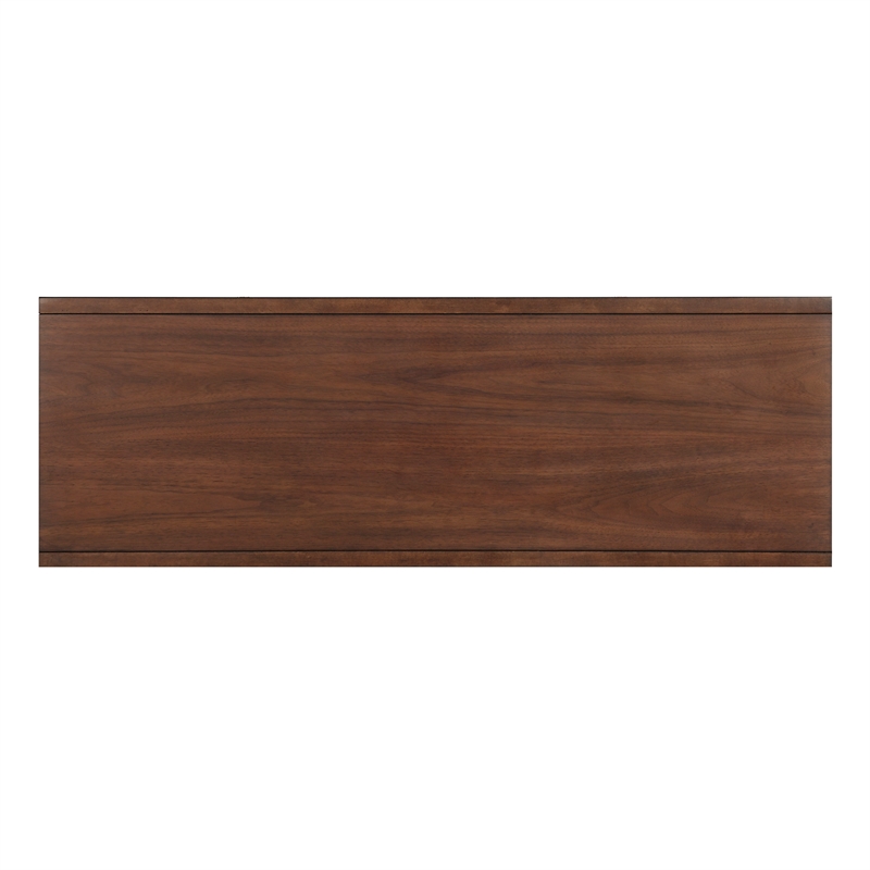Pemberly Row Mid-Century 2-Drawer Console Table with Walnut Veneer in Brown
