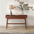 Pemberly Row Mid-Century 2-Drawer Console Table with Walnut Veneer in Brown