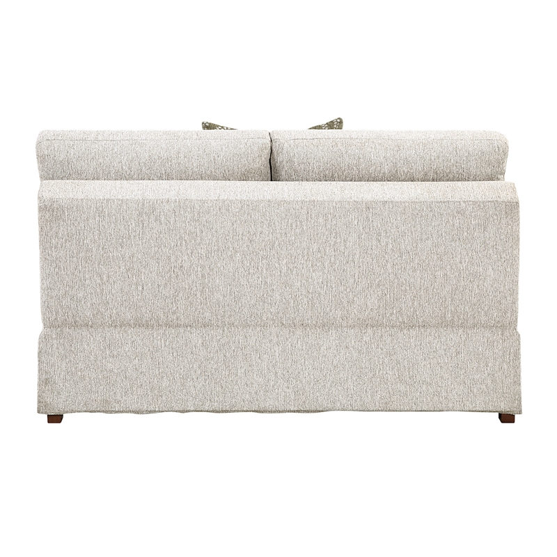 Pemberly Row Microfiber Armless 2-Seater with Pocket Coils & Pillows - Sage Sand
