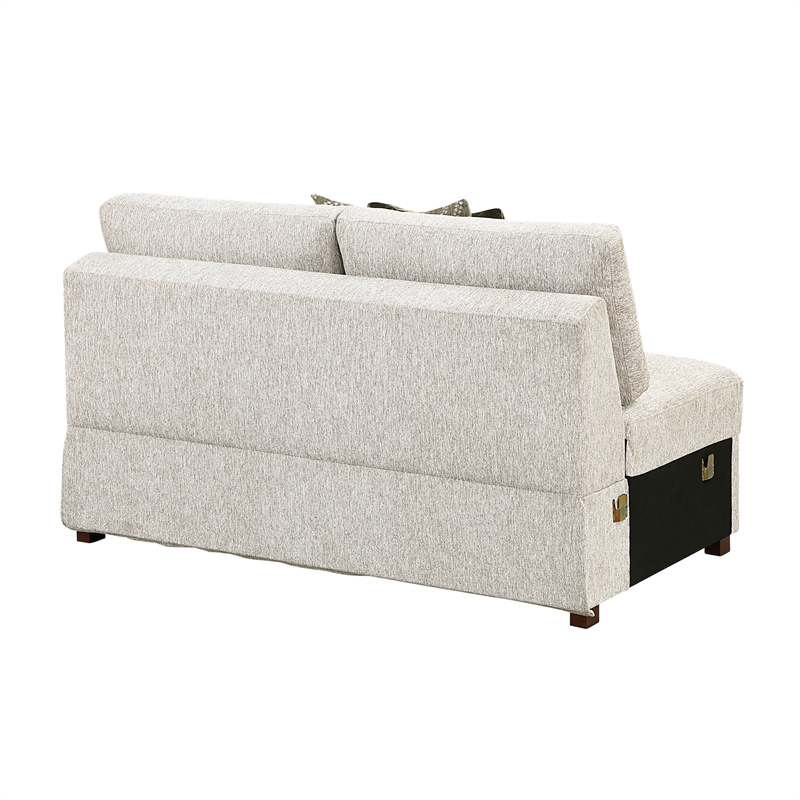 Pemberly Row Microfiber Armless 2-Seater with Pocket Coils & Pillows - Sage Sand