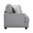 Pemberly Row Chenille Loveseat with Nailhead Trim and 4 Pillows in Gray