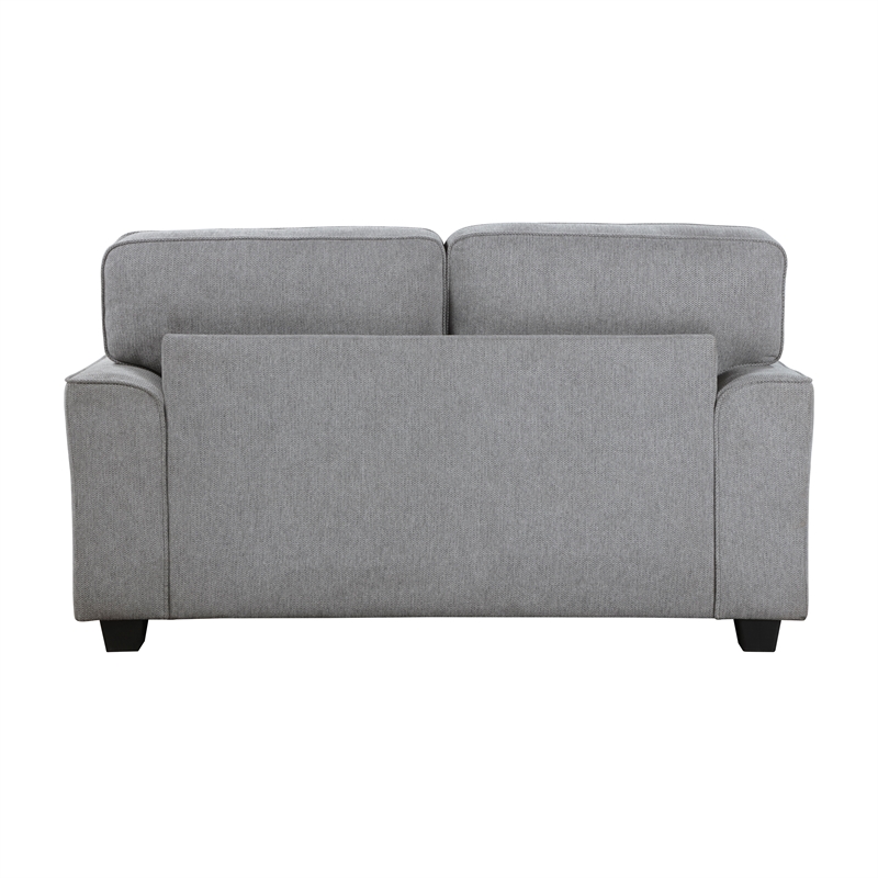 Pemberly Row Chenille Loveseat with Nailhead Trim and 4 Pillows in Gray