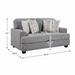 Pemberly Row Chenille Loveseat with Nailhead Trim and 4 Pillows in Gray
