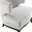 Pemberly Row Boucle Barrel Back Accent Chair with Nailhead Trim in Gray